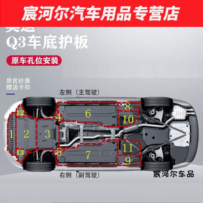 默然諾爾適用322款?yuàn)W迪q3底盤(pán)護(hù)板車(chē)底車(chē)身下護(hù)板 奧